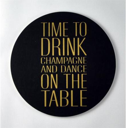 Glasunderlägg - Time to drink champagne, svart